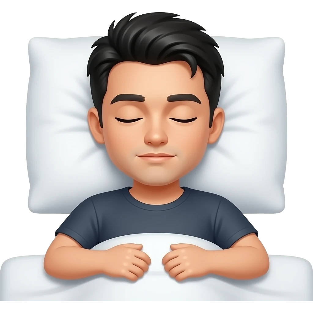 A beautiful, black short haired man sleeping in bed emoji