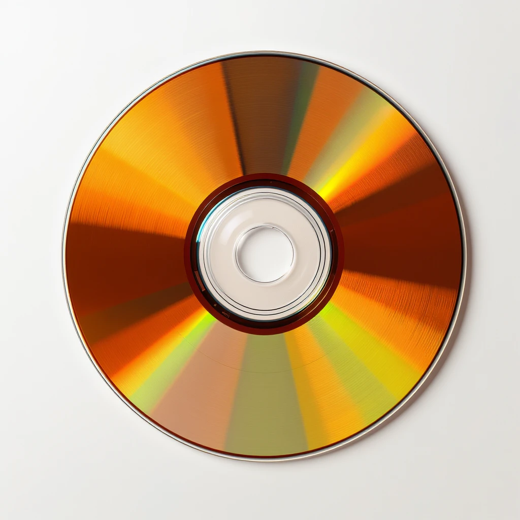 realistic orange CD disk, photorealistic style, metallic shine, reflective surface, no text emoji