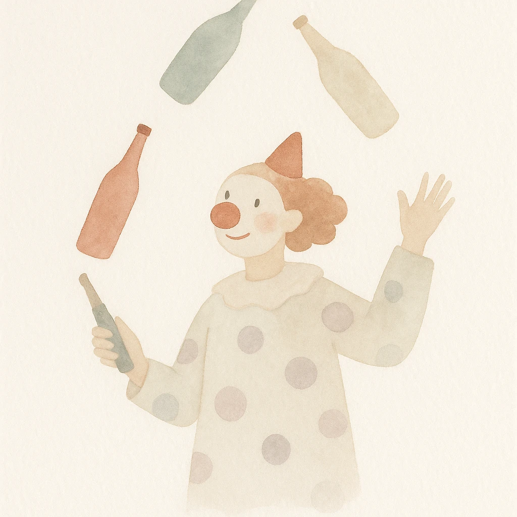 clown juggling bottles in circus emoji