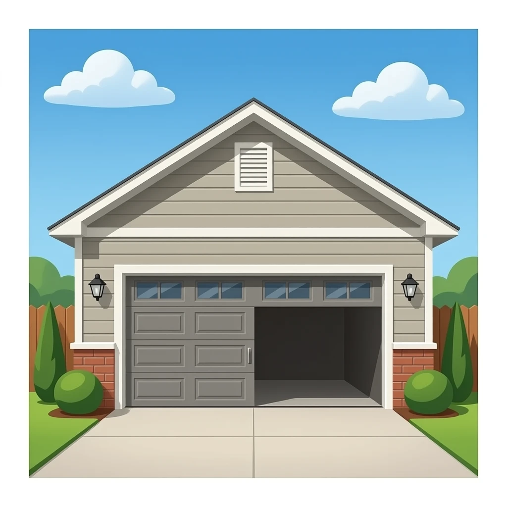 exterior home garage, garage door open emoji