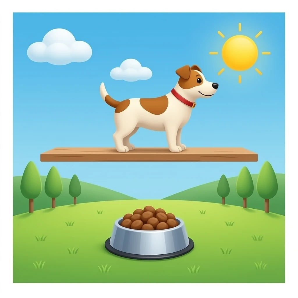 The shelves are above the dog's food bowl. emoji