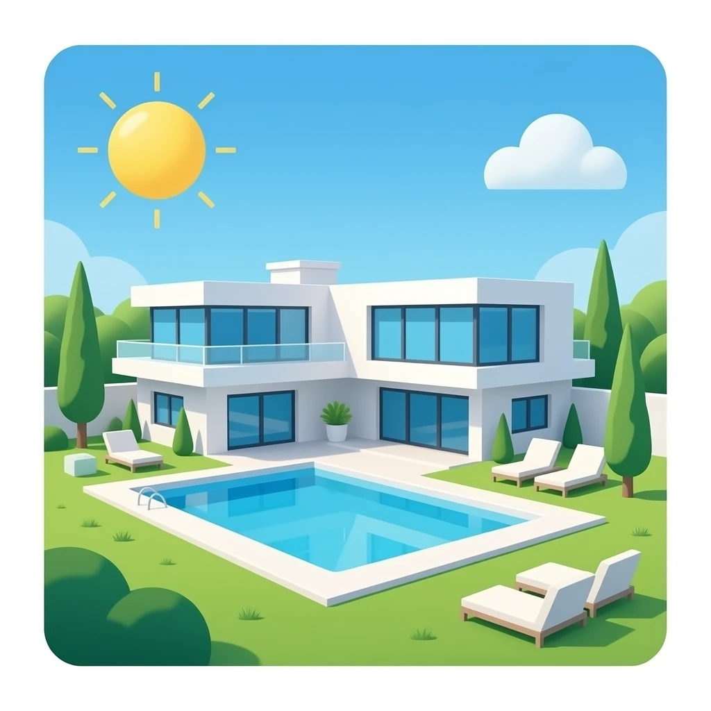 futuristic house with a pool emoji