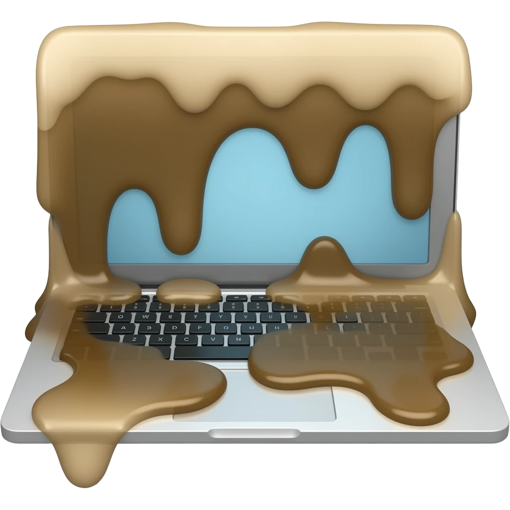 macbook covered in poop shit emoji