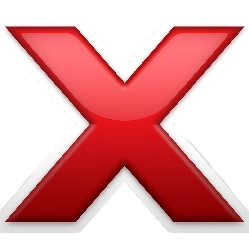 Simple and minimalistic sticker of red x, white outline emoji