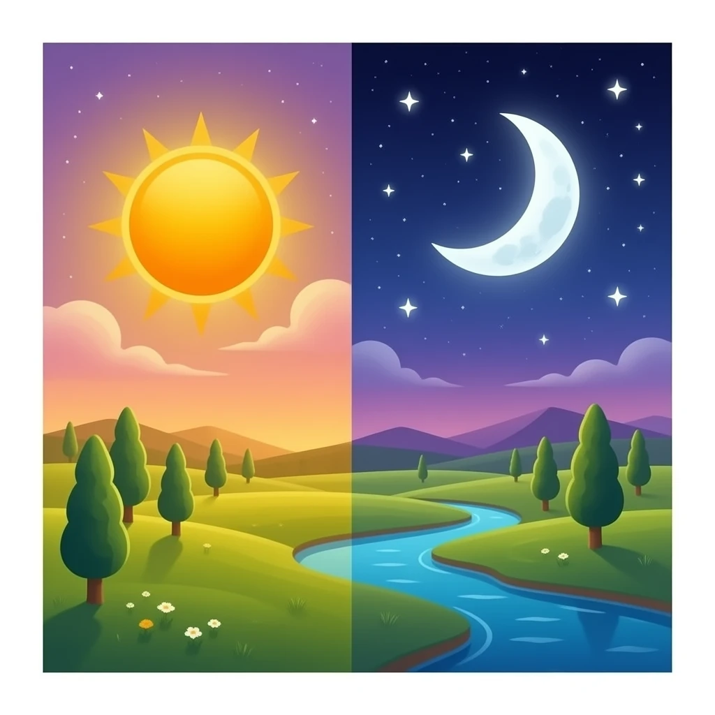 sun on one side and the moon and stars on the other emoji