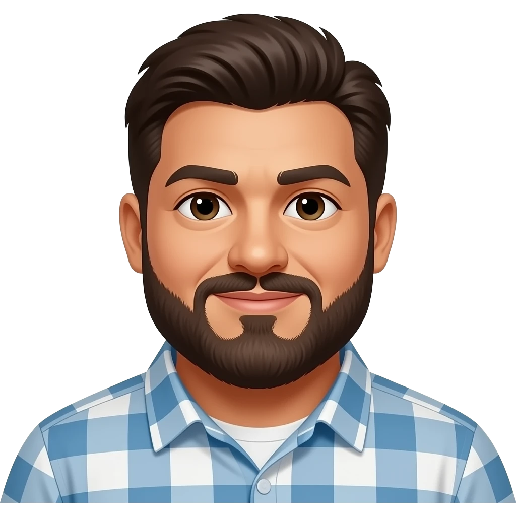 Heavy set brown haired  Hispanic male with goatee emoji