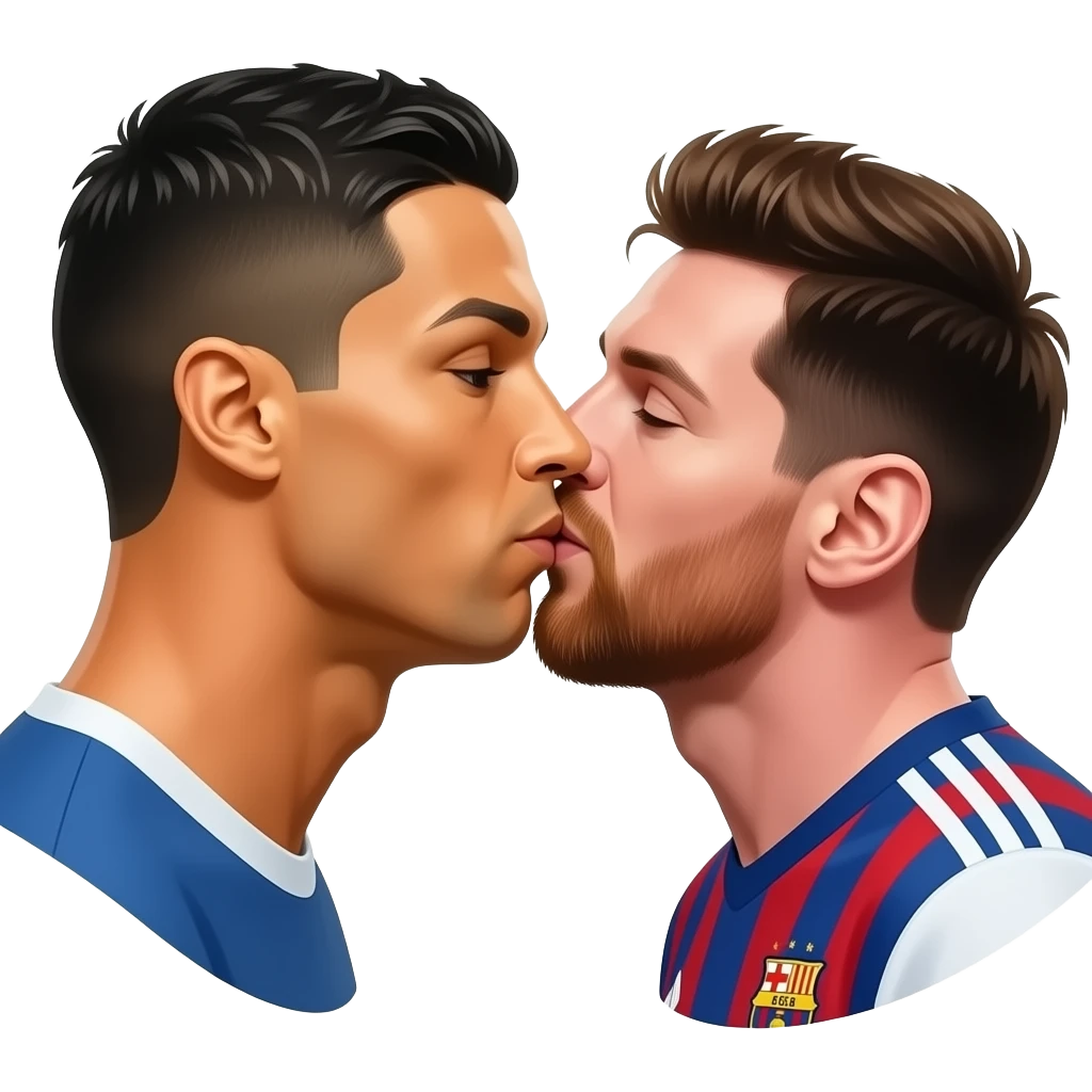 Ronaldo kissing messi emoji