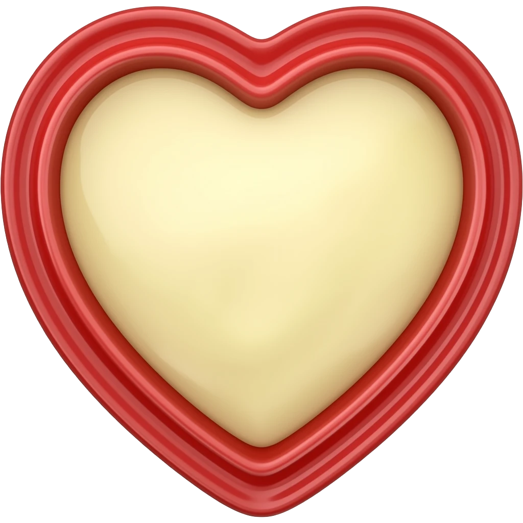 heart shaped tray le creuset with cake batter emoji