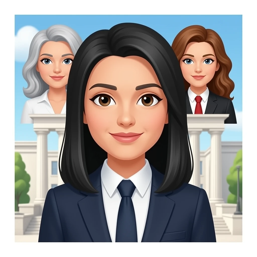Finance worker straight black hair white woman and lawyer brunette long curly white woman lawyer. Lawyers court emoji