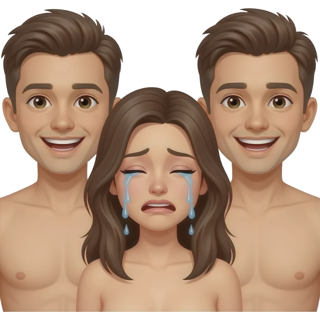 Naked girl crying and multiple naked boys laughing emoji