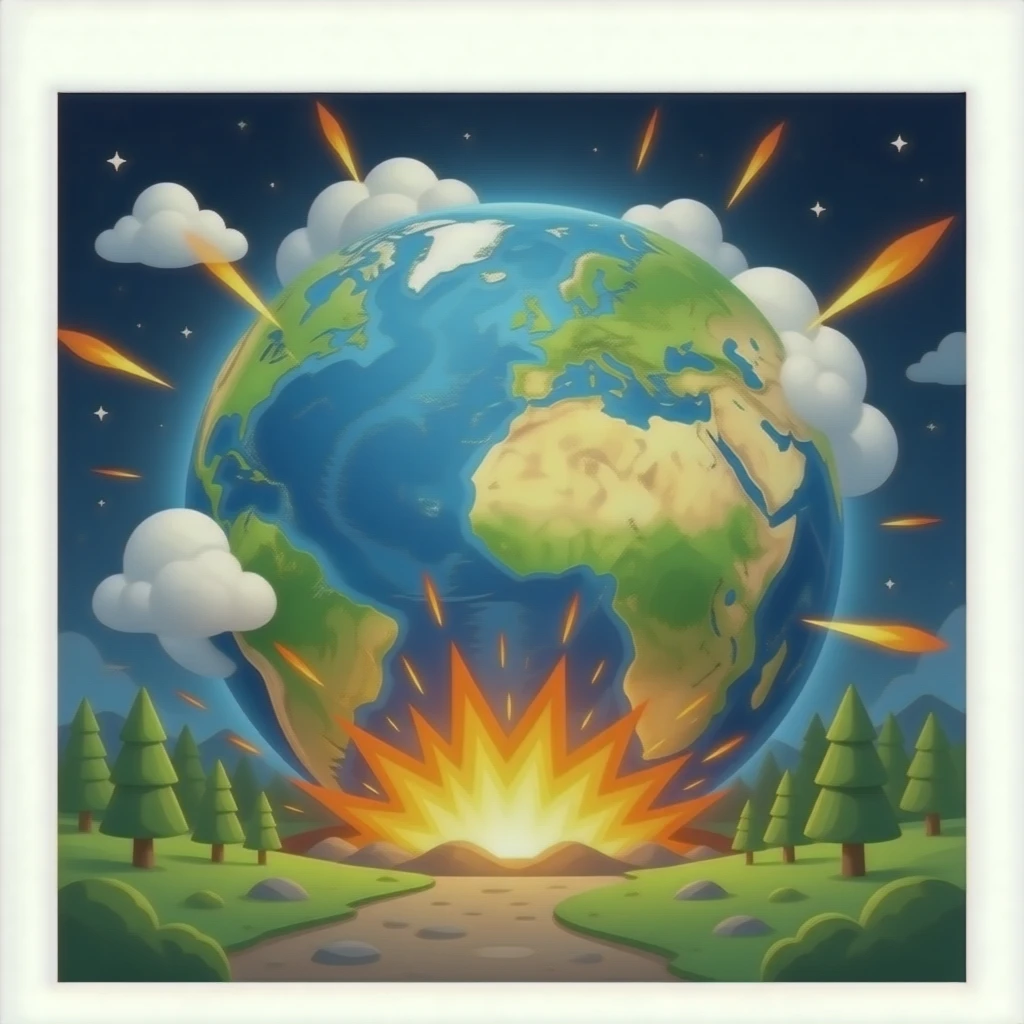 Planet earth exploding emoji