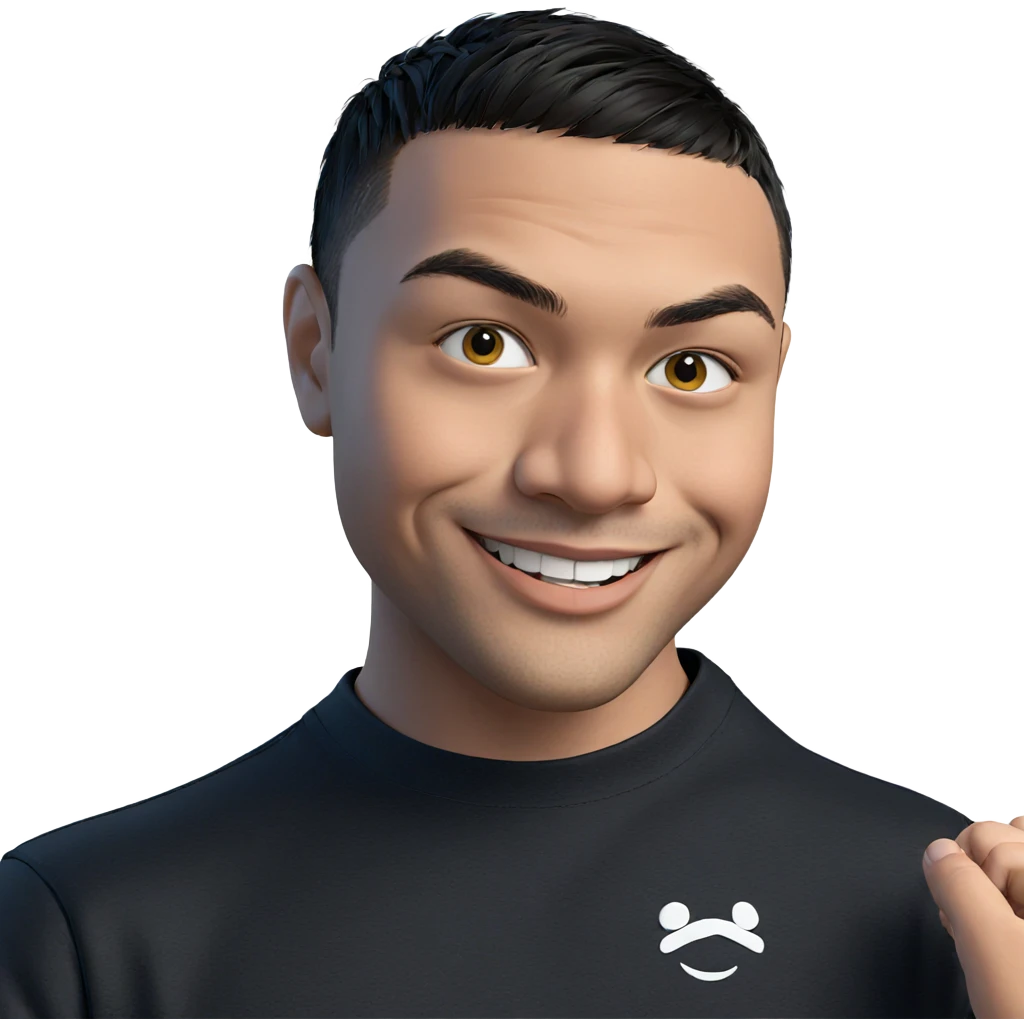 smiling boy in black shirt emoji