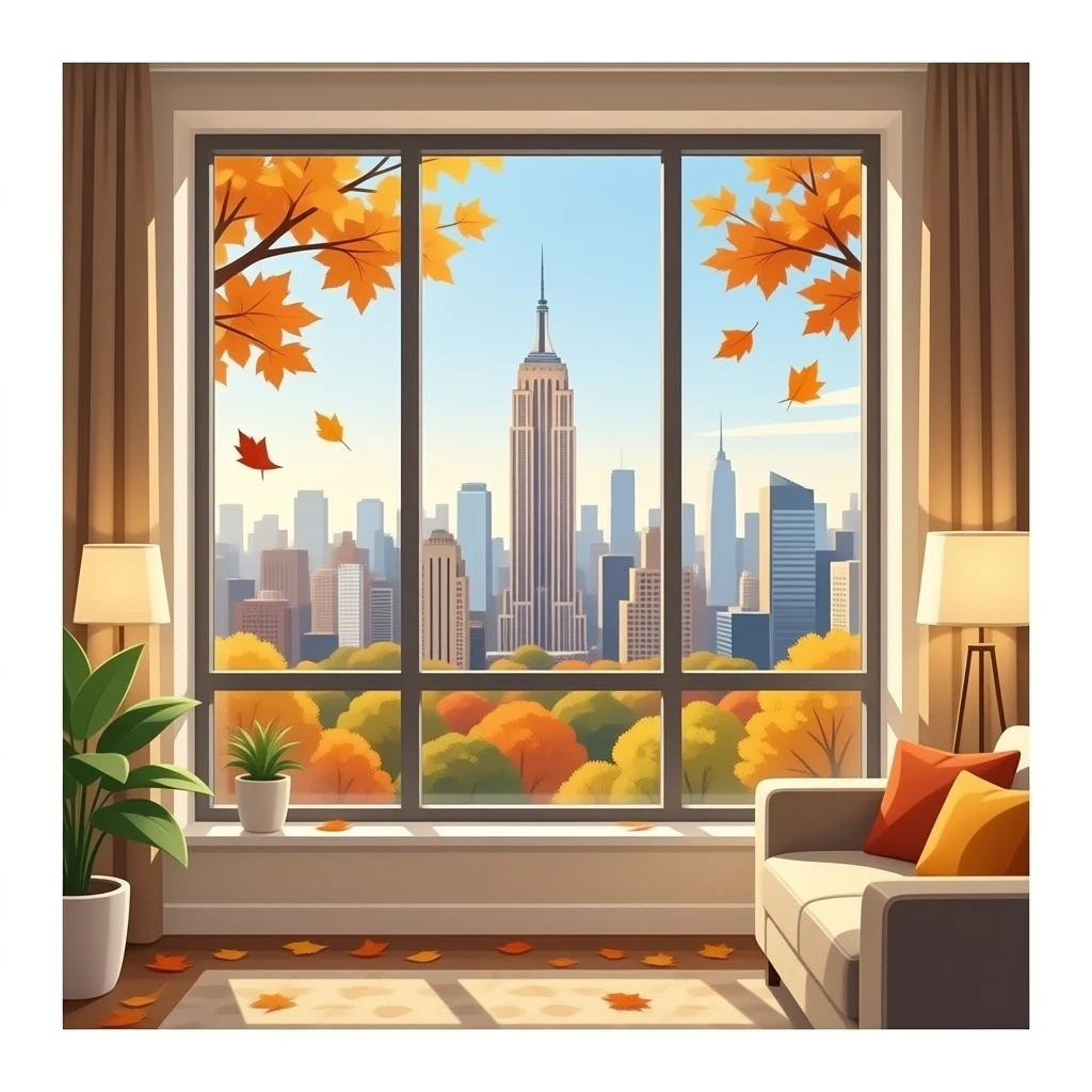Нежный осенний вид из окна люксовый Нью Йорк emoji