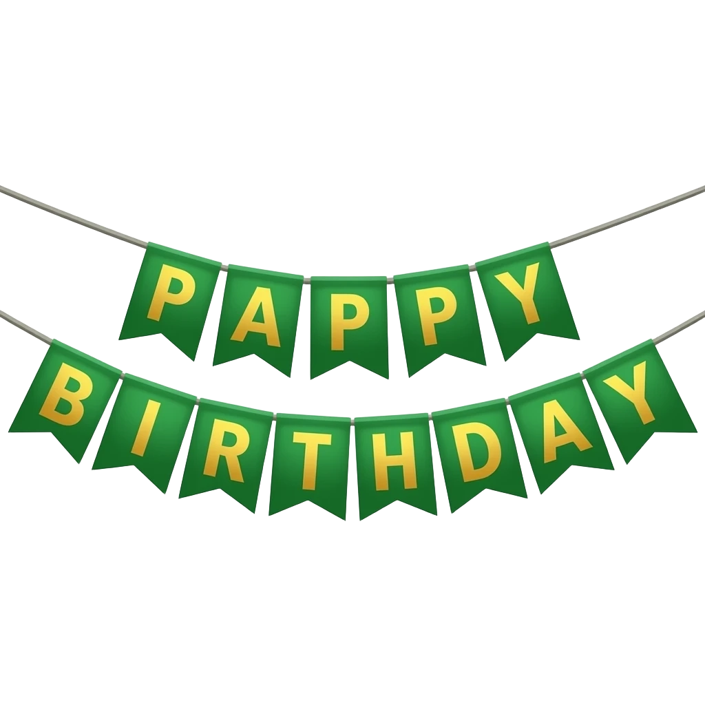happy birthday banner green and gold emoji