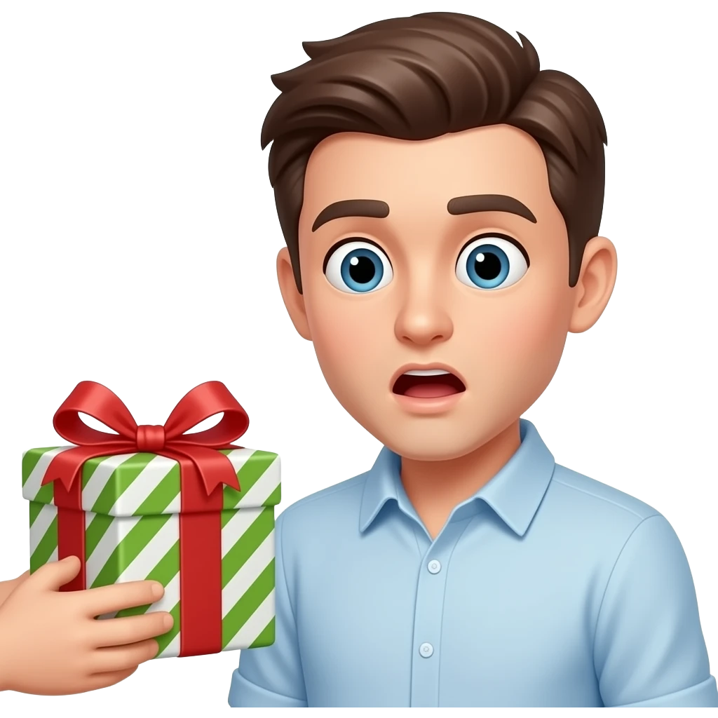 선물을 받고 놀라는 표정 emoji