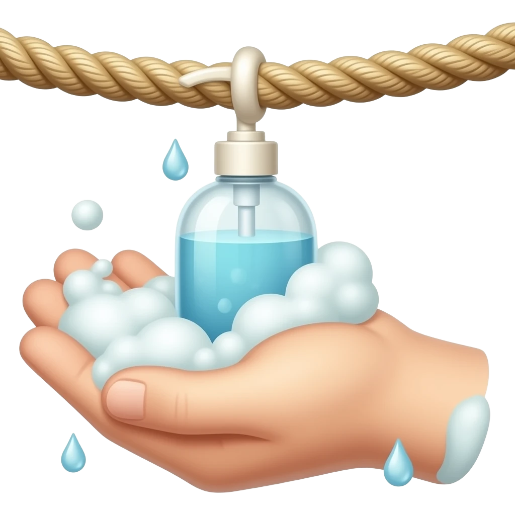 soap on a rope with suds coming off the soap emoji
