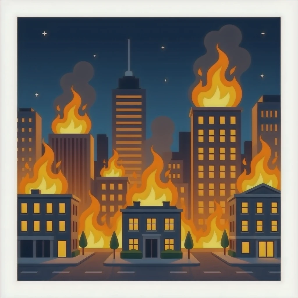 multiple Buildings on fire emoji
