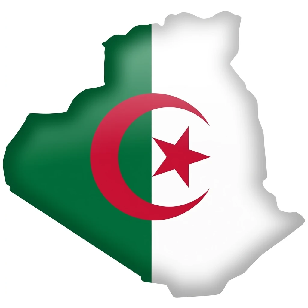 algeria map and sahara and flag inside it emoji