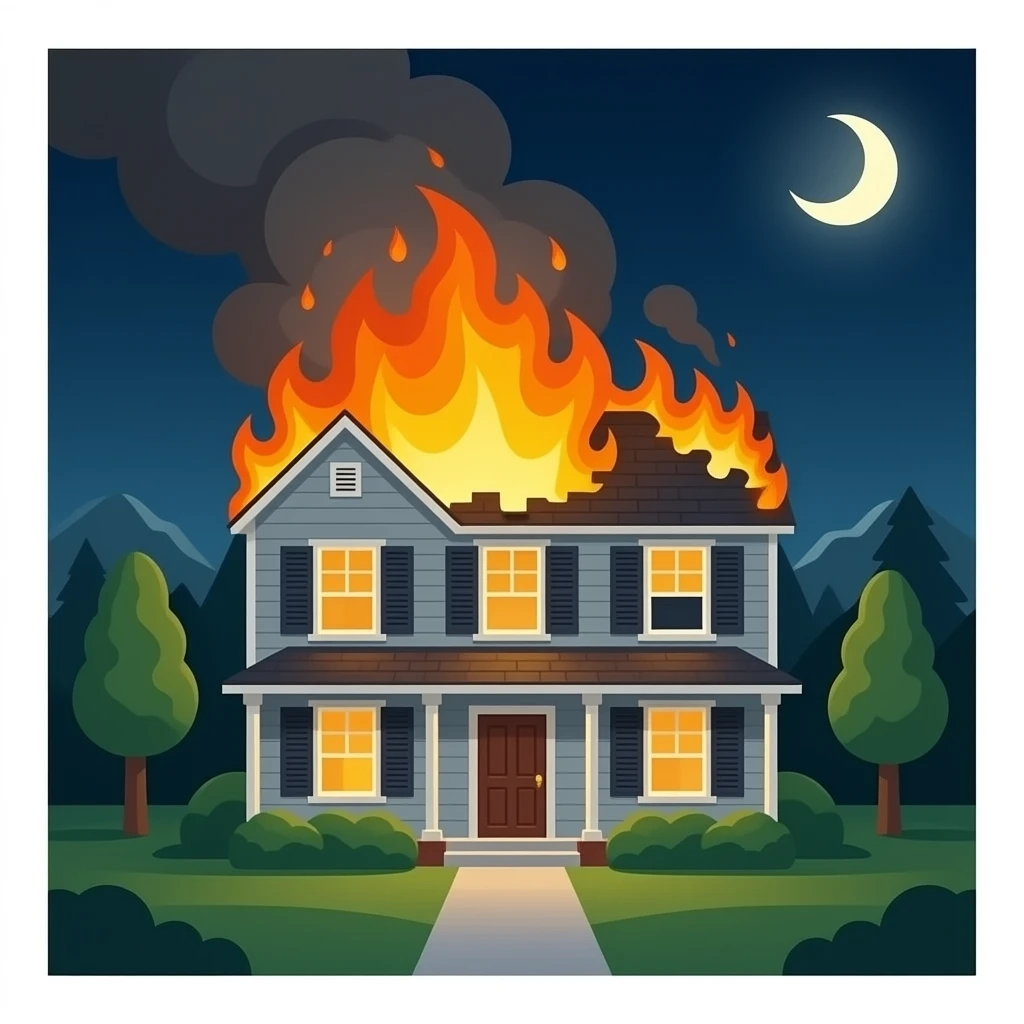 house burning down emoji