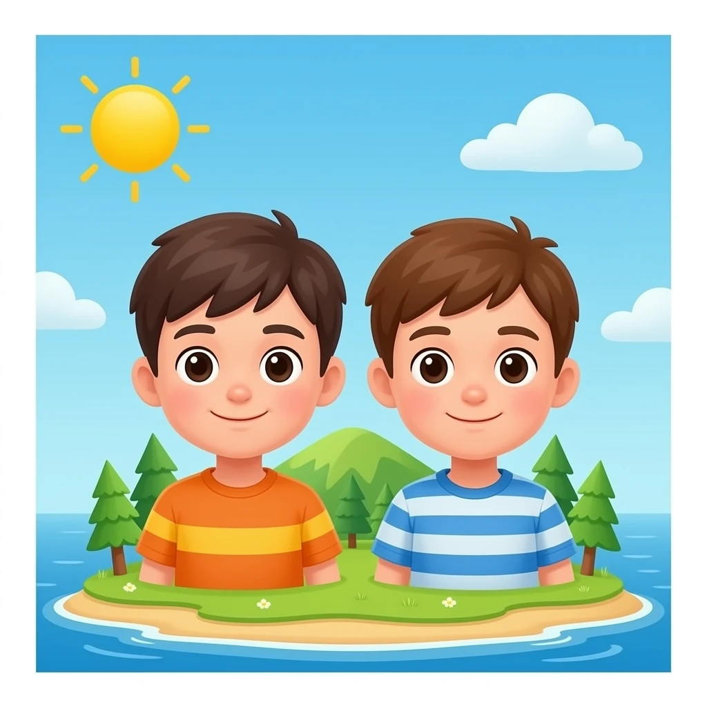 two boys are on the island emoji