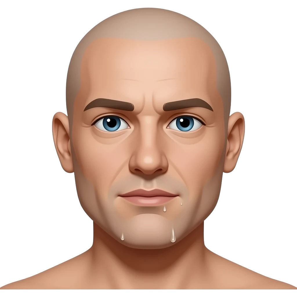 Completely Bald man wet chin emoji