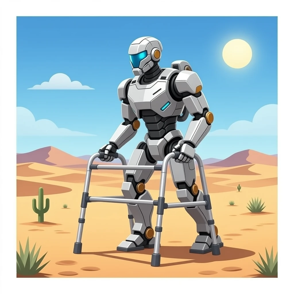 4 leg walker style mech walking in desert emoji