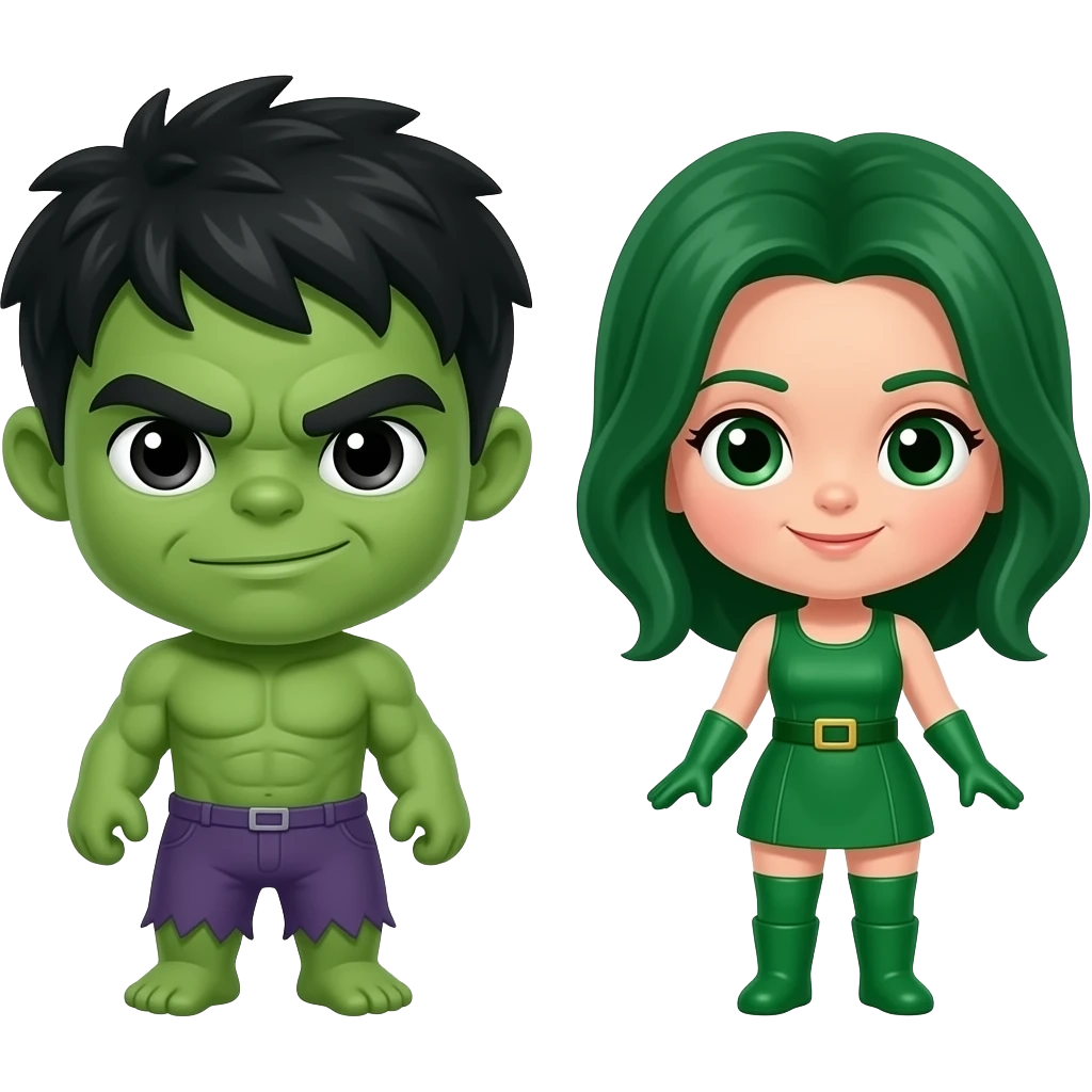 Mini cute Hulk with she hulk emoji