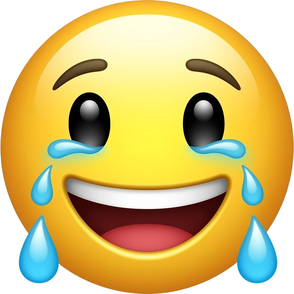 Crying inside smily face emoji