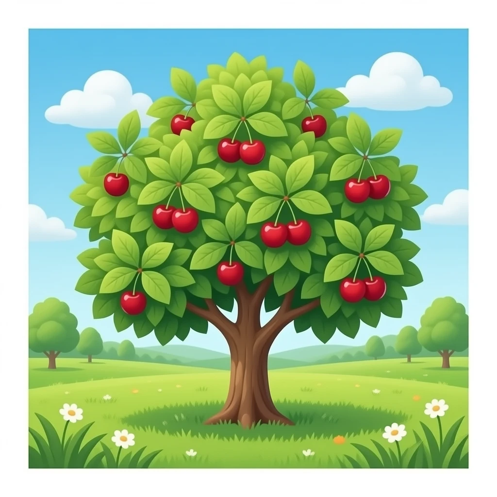 small, fresh early cherries on the tree in spring emoji