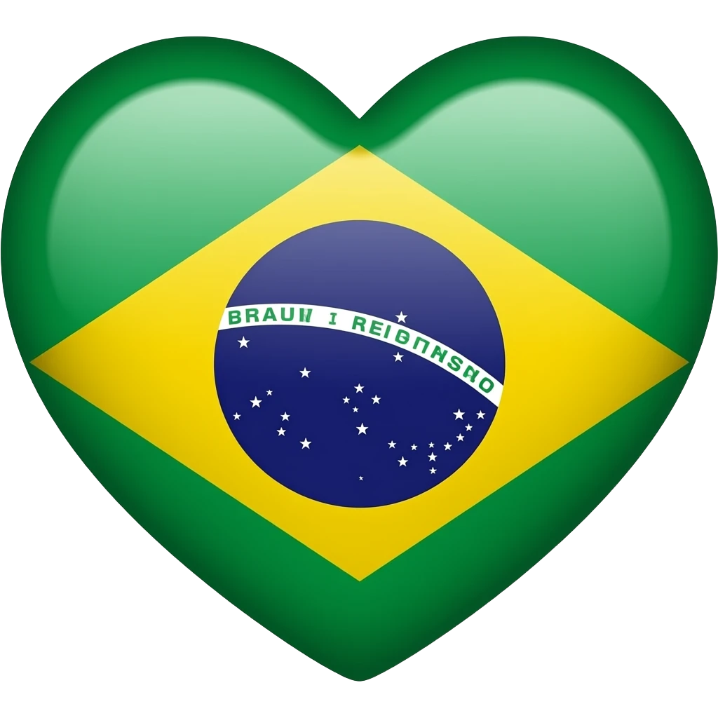 coração com cores do brasil emoji