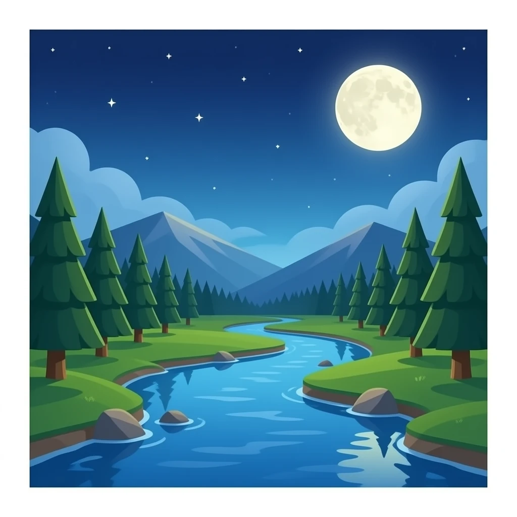 River plus moon emoji