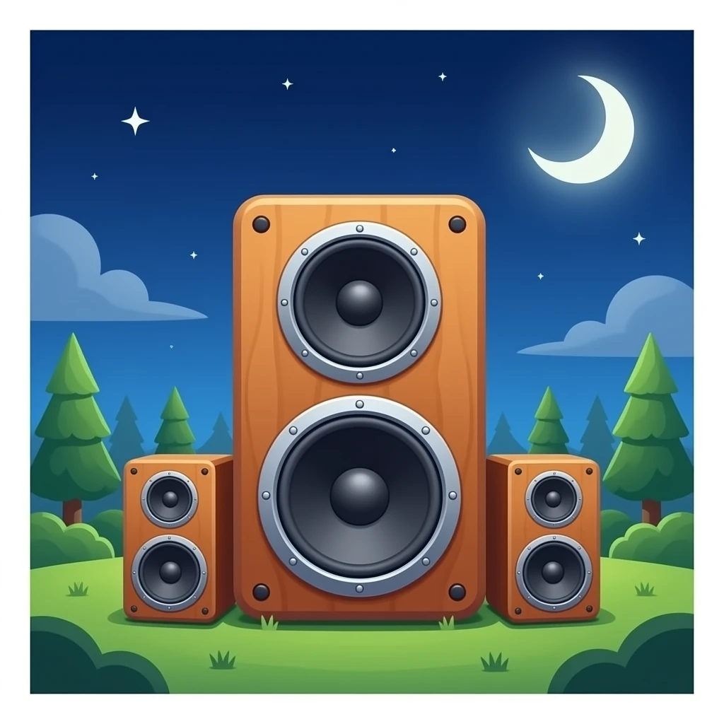 just large rave speaker tower, cartoonish emoji