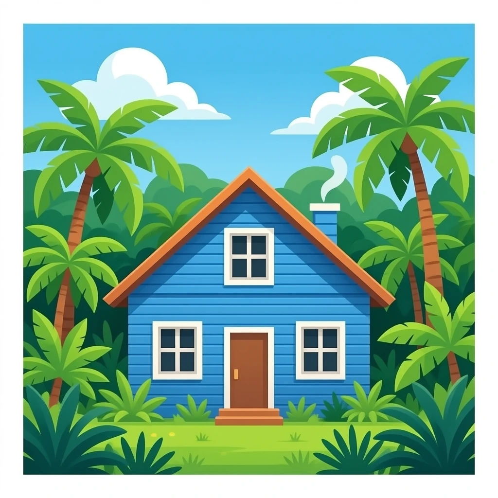 blue house in the jungle emoji