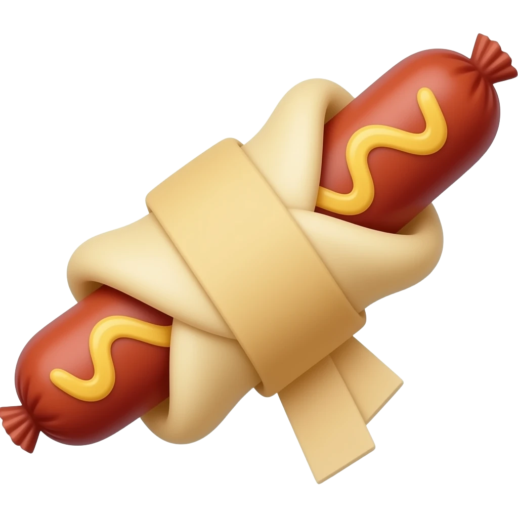 хлебобулочное изделие: сосиска завернутая в тесте emoji