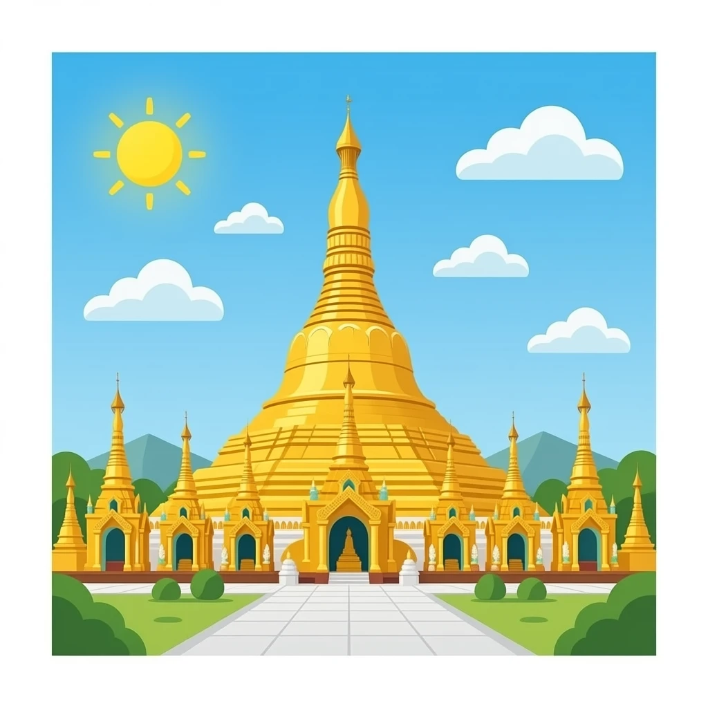 Shwedagon pagoda, isolated, no landscape backgrounds ios style emoji