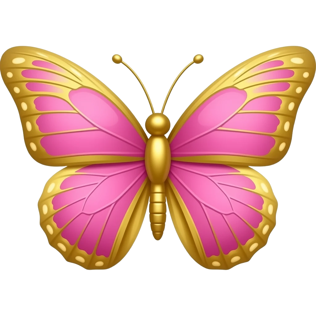 Borboleta rosa com dourado emoji