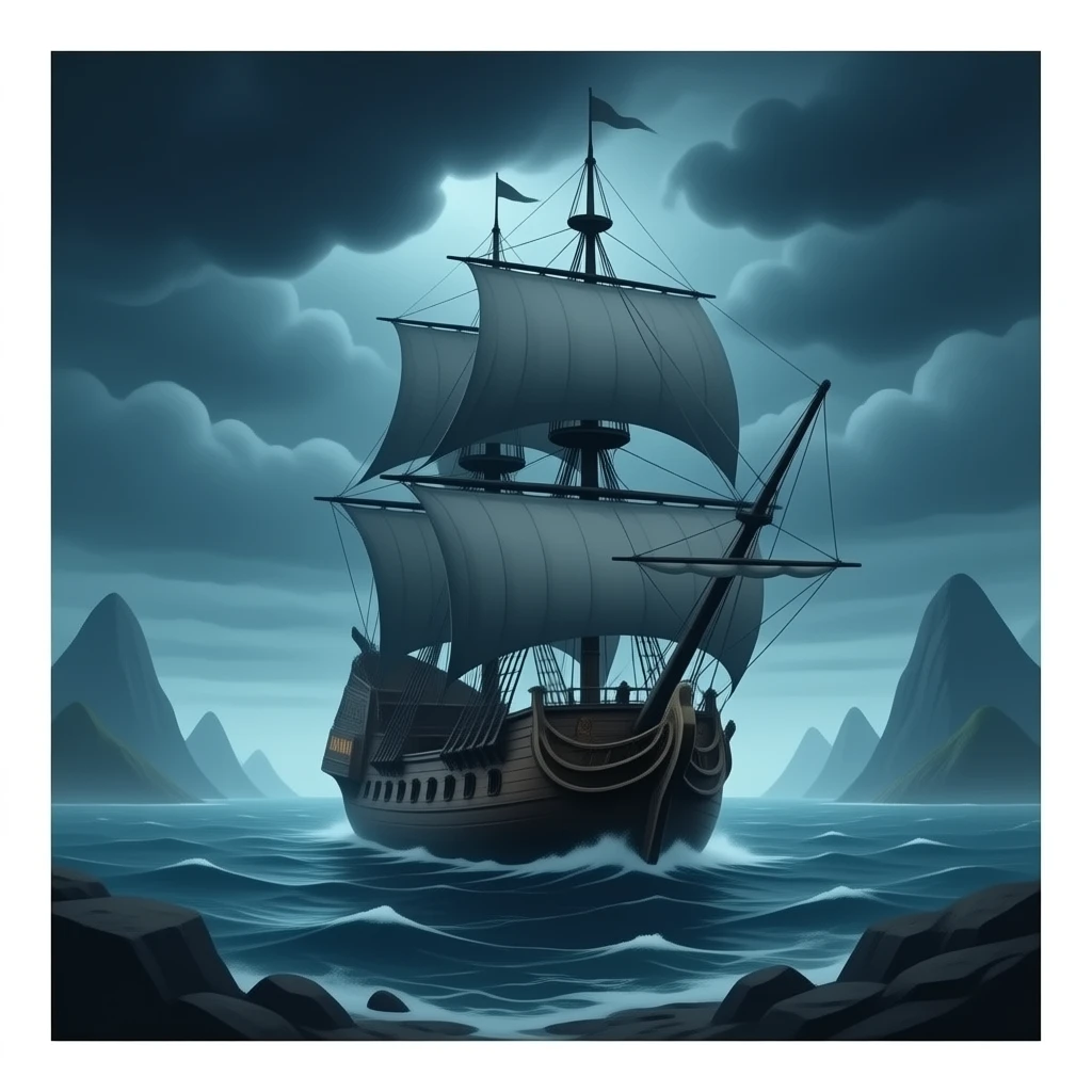 dark huanted Ghost Ship emoji