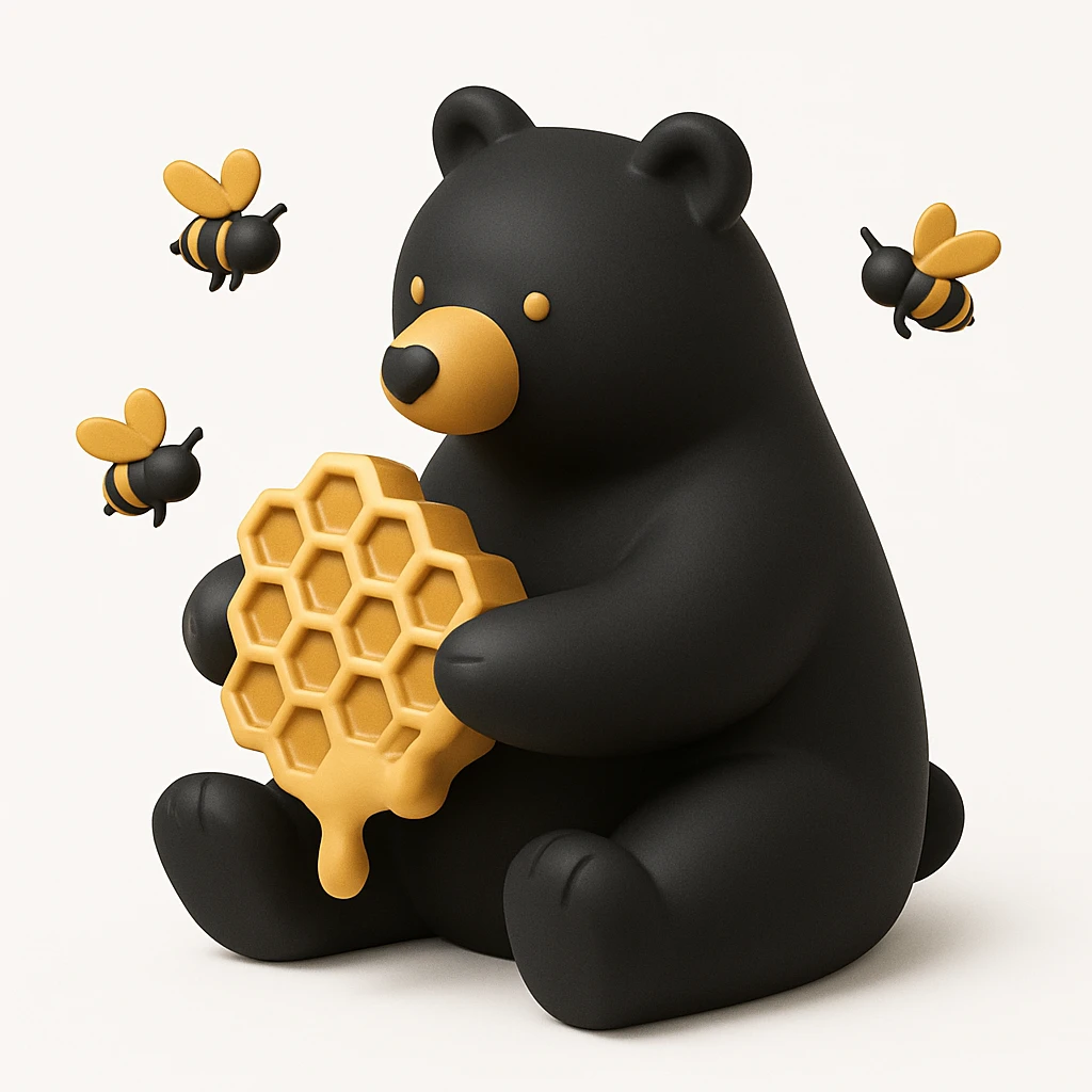 bear eating honeycomb with bees flying around emoji