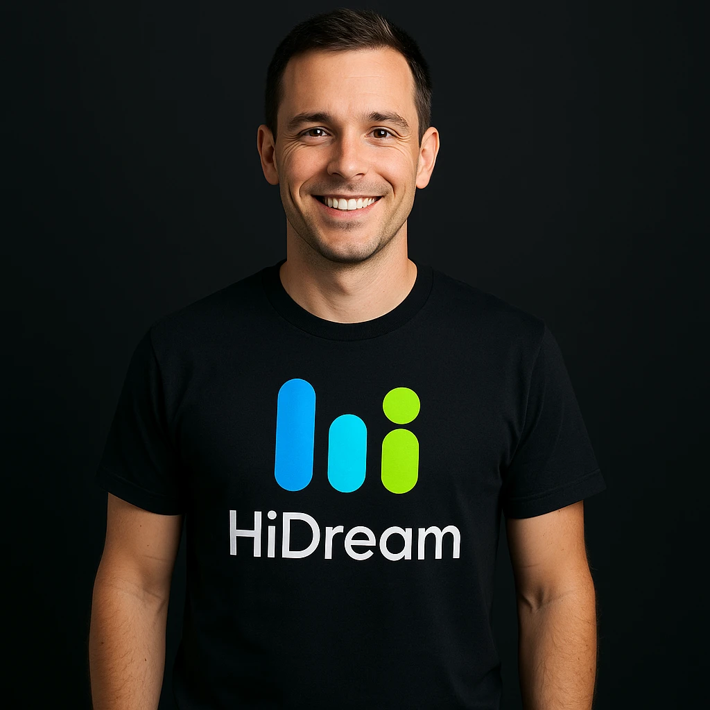 man wearing tshirt with this logo, dark background  emoji