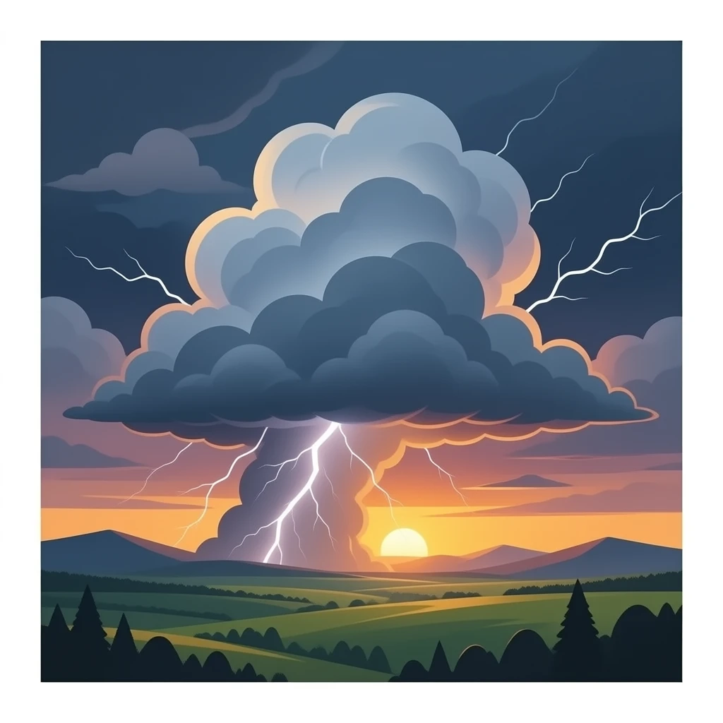 Thunderstorm to sunset emoji