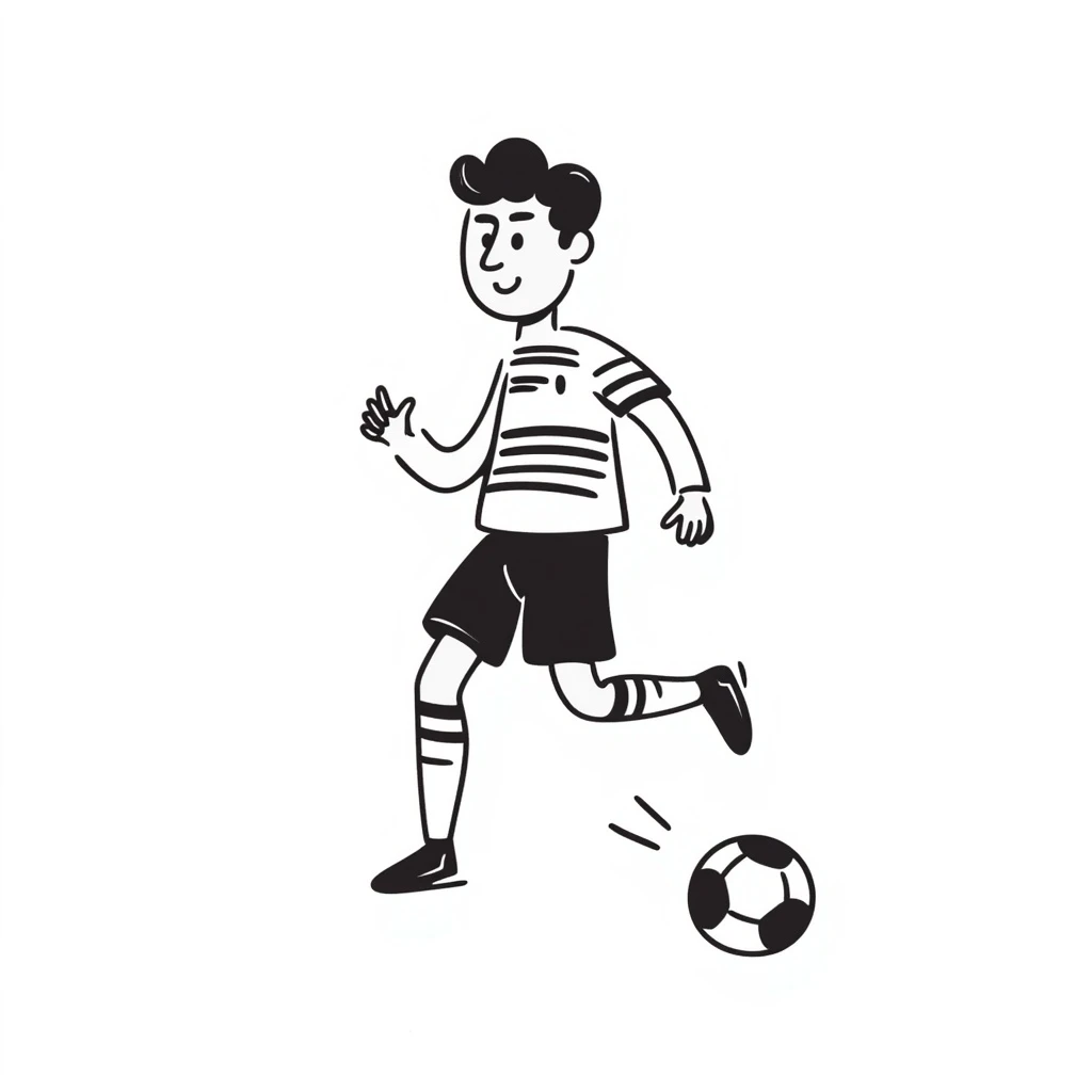 Christiano Ronaldo dribbling a soccer ball, hand-drawn doodle style, expressive lines emoji