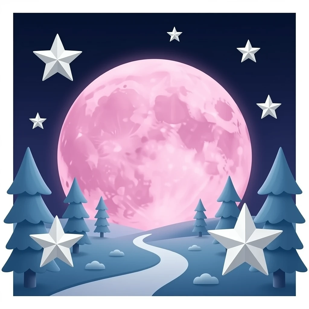 Silver stars  around pink moon emoji