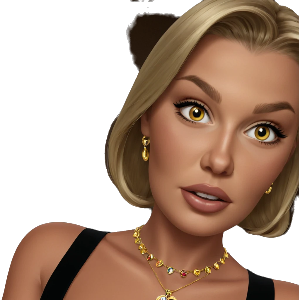 blonde girl portrait with jewelry emoji