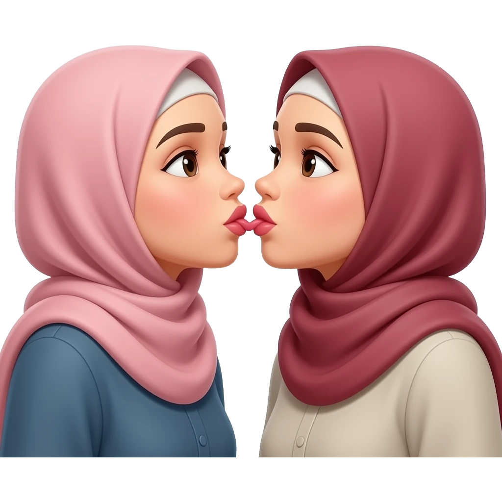دو زن لزبین با حجاب در حال لب گیری emoji