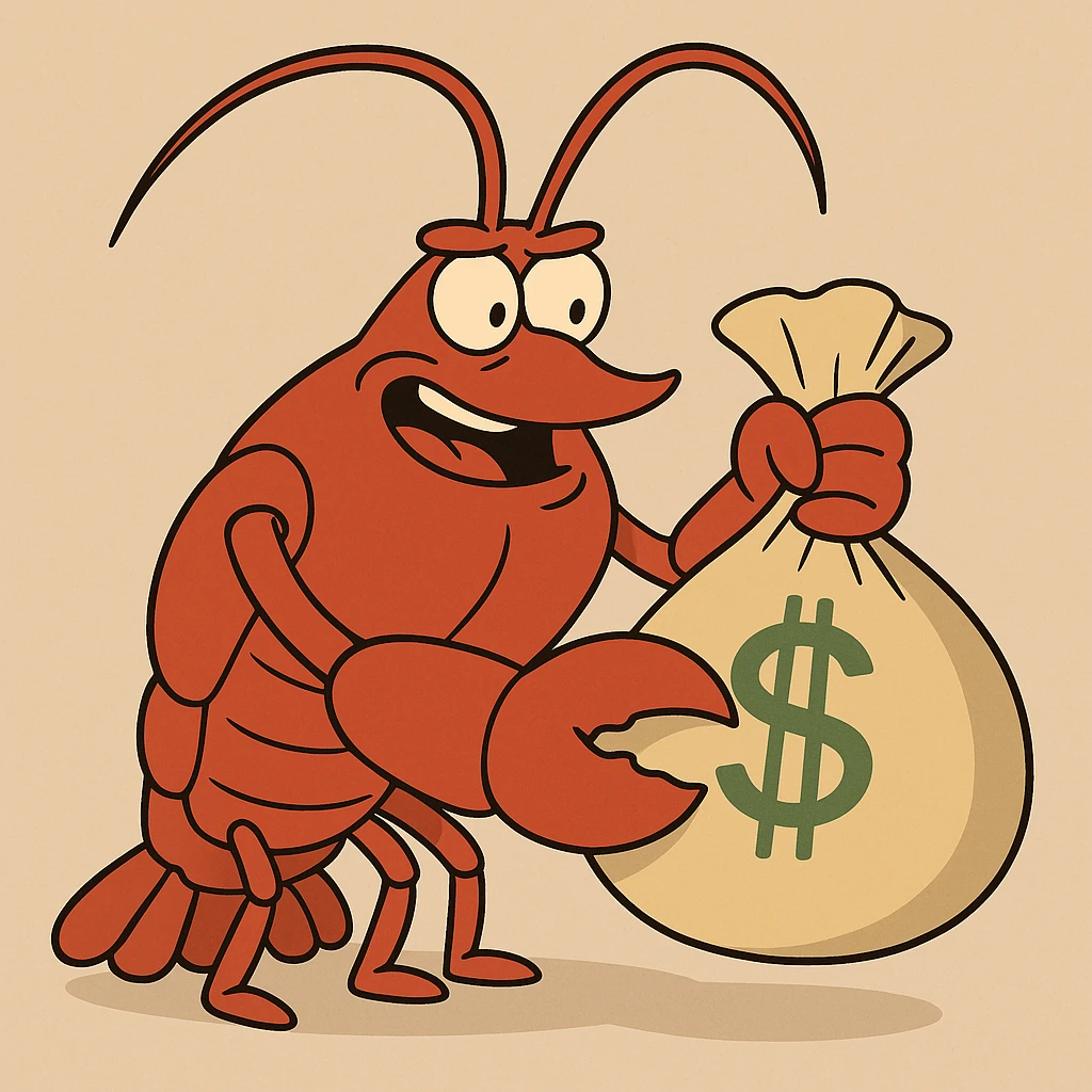 lobster holding a bag of money emoji