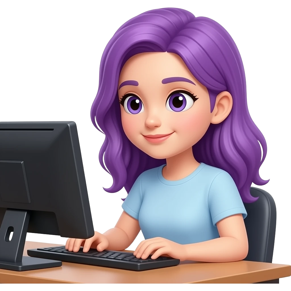 GIRL WITH LONG PURPLE HAIR IS WORKING emoji
