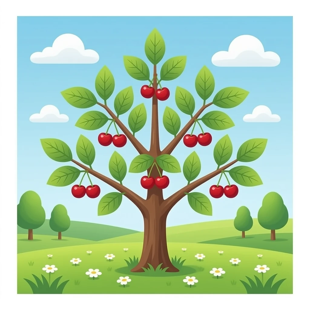 small, fresh early cherries on the tree in spring emoji
