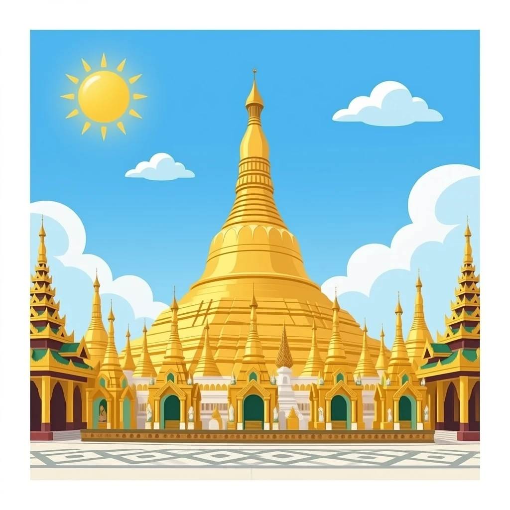 Shwedagon Pagoda, isolated, no landscapes, realistic emoji