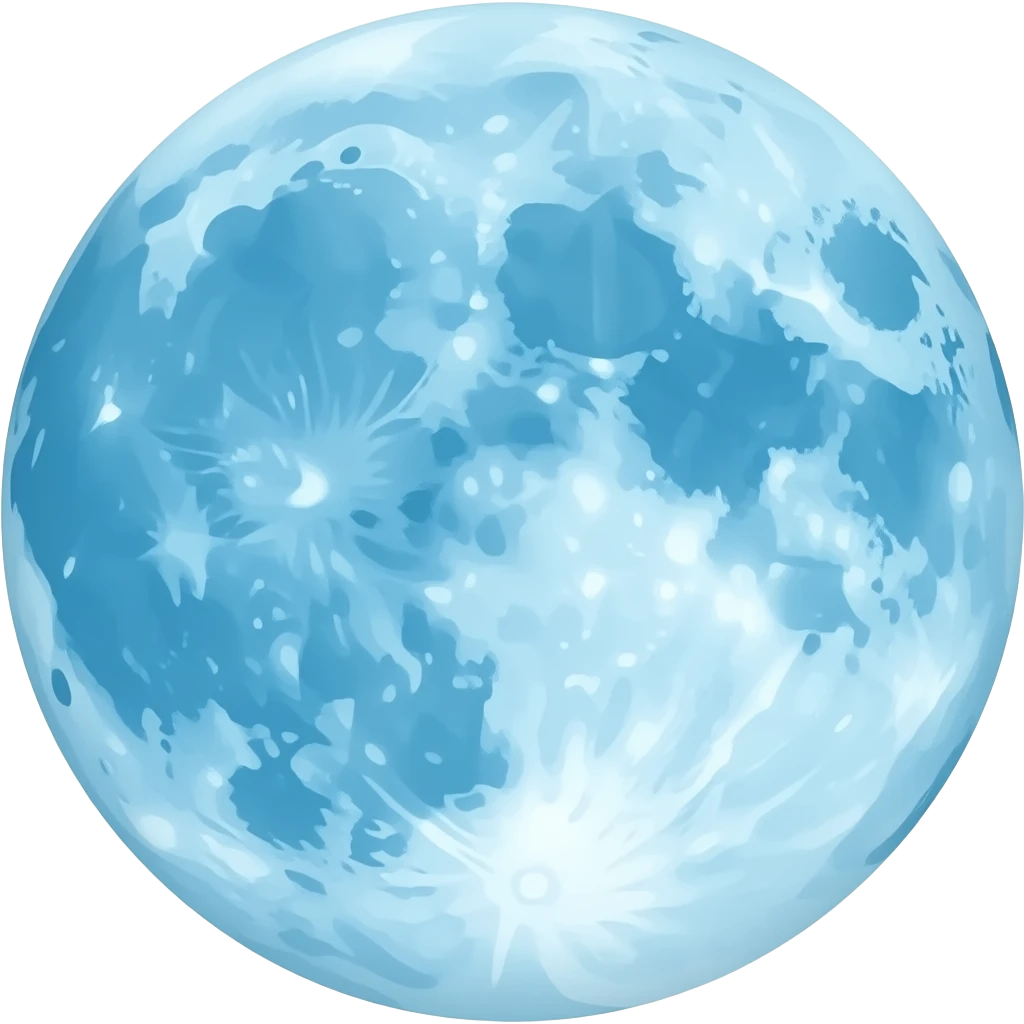 Bright blue moon emoji