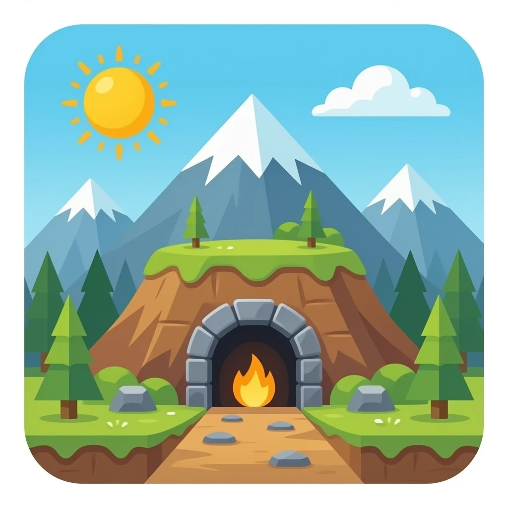 Mines mountain entrance  emoji tile for video game emoji